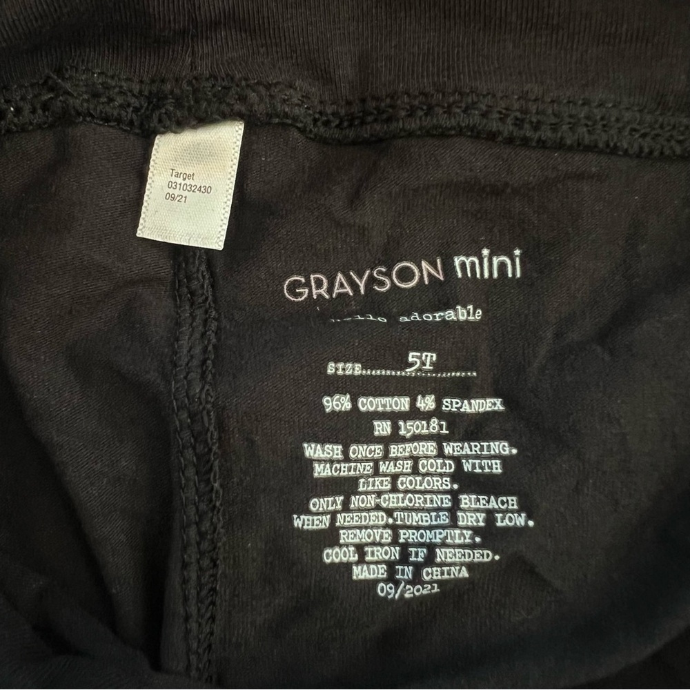 2 Pairs, Grayson Mini Kids Black Leggings, 5T - Picture 4 of 4